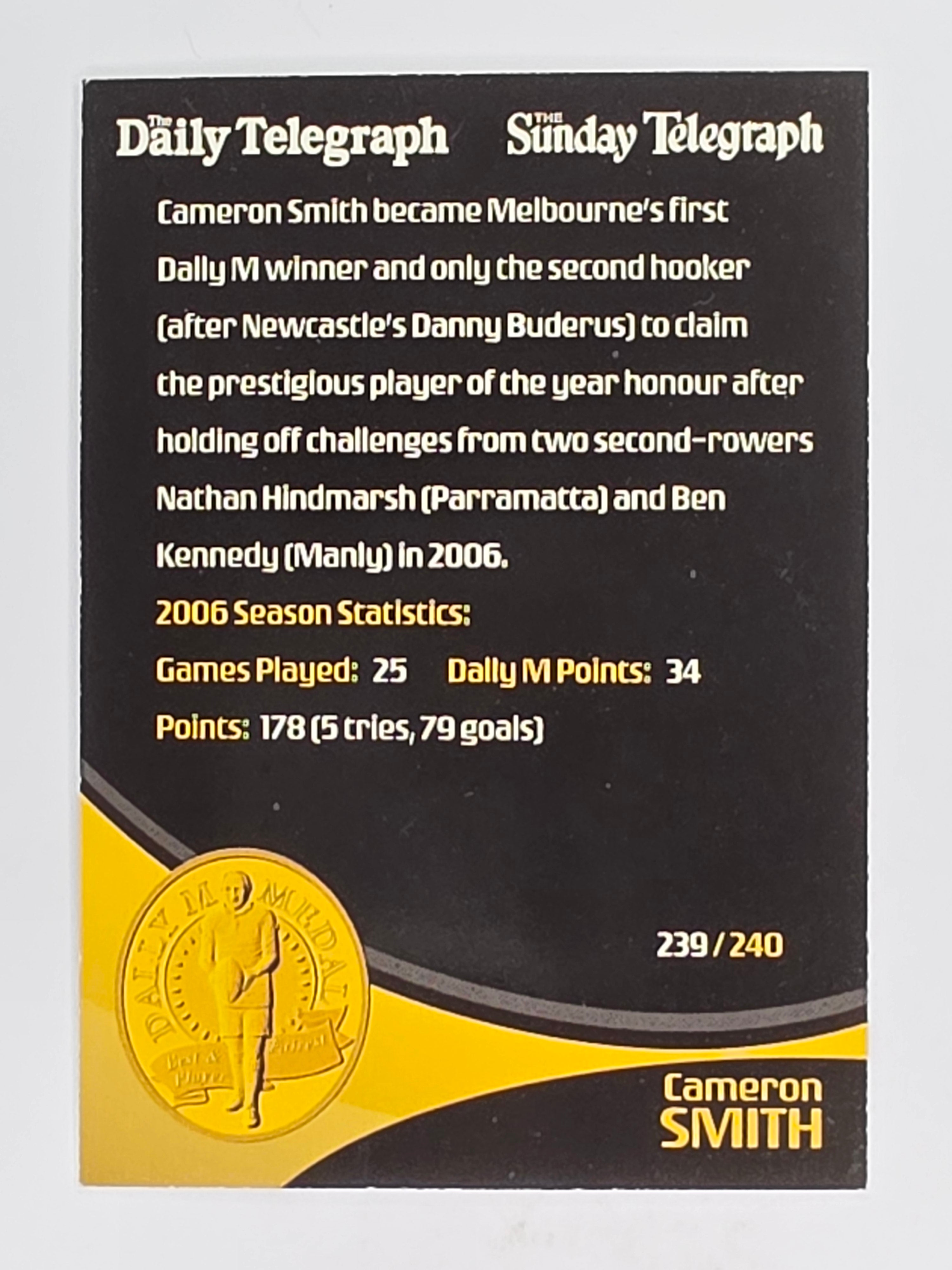 NRL 2009 Daily Telegraph | #239 | Cameron Smith | Melbourne Storm