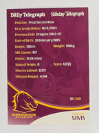 NRL 2009 Daily Telegraph | FOIL #010 | Ashton Sims | Brisbane Broncos