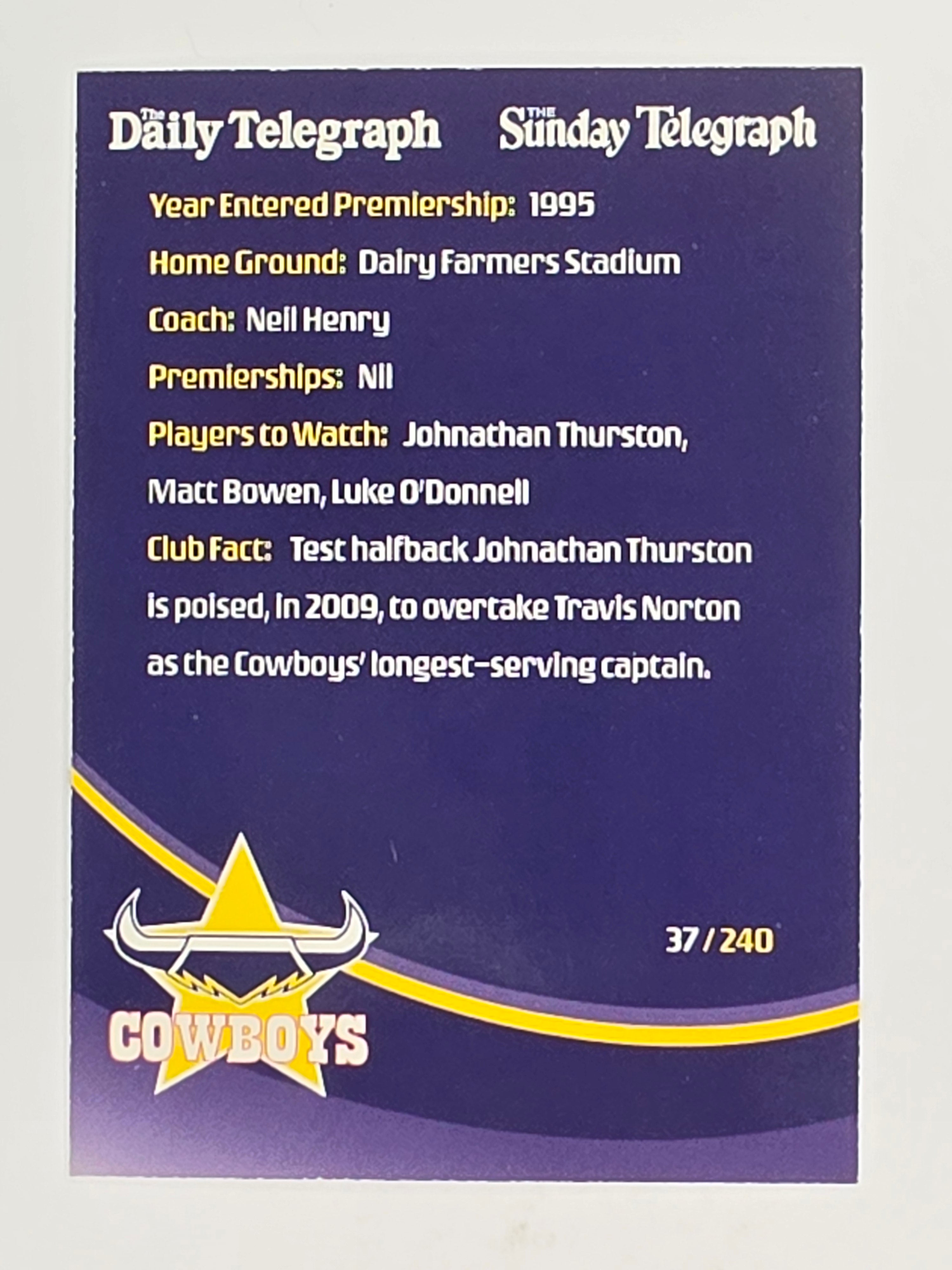 NRL 2009 Daily Telegraph | FOIL #037 | Logo | North Queensland Cowboys