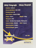 NRL 2009 Daily Telegraph | FOIL #038 | Matthew Bowen | North Queensland Cowboys