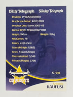 NRL 2009 Daily Telegraph | FOIL #042 | Antonio Kaufusi | North Queensland Cowboys