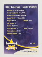 NRL 2009 Daily Telegraph | FOIL #043 | Manase Manuokafoa | North Queensland Cowboys