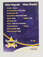 NRL 2009 Daily Telegraph | FOIL #045 | Aaron Payne | North Queensland Cowboys