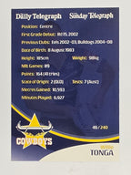NRL 2009 Daily Telegraph | FOIL #046 | Willie Tonga | North Queensland Cowboys