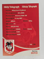NRL 2009 Daily Telegraph | FOIL #146 | Darius Boyd | St George Illawarra Dragons