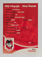 NRL 2009 Daily Telegraph | FOIL #156 | Dean Young | St George Illawarra Dragons