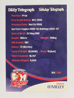 NRL 2009 Daily Telegraph | FOIL #164 | Mark O'Meley | Sydney Roosters