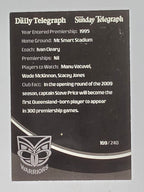 NRL 2009 Daily Telegraph | FOIL #169 | Logo | New Zealand Warriors