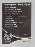 NRL 2009 Daily Telegraph | FOIL #174 | Jacob Lillyman | New Zealand Warriors