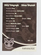 NRL 2009 Daily Telegraph | FOIL #179 | Evarn Tuimavave | New Zealand Warriors