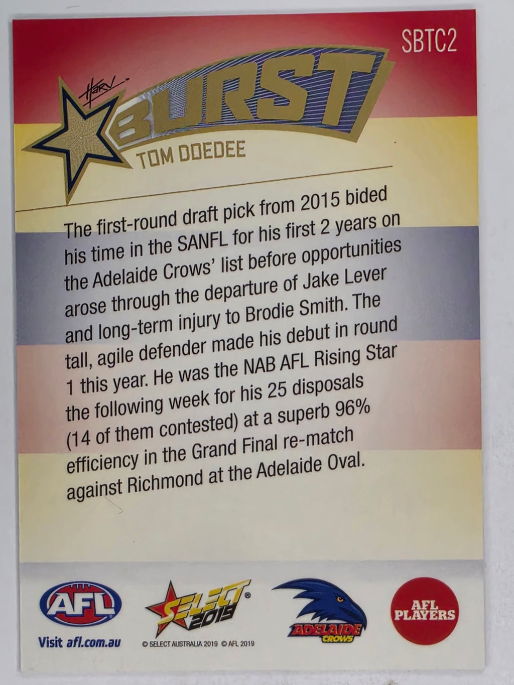 AFL 2019 Footy Stars | Starburst Caricatures Team | #SBTC2 | Tom Doedee | Adelaide Crows