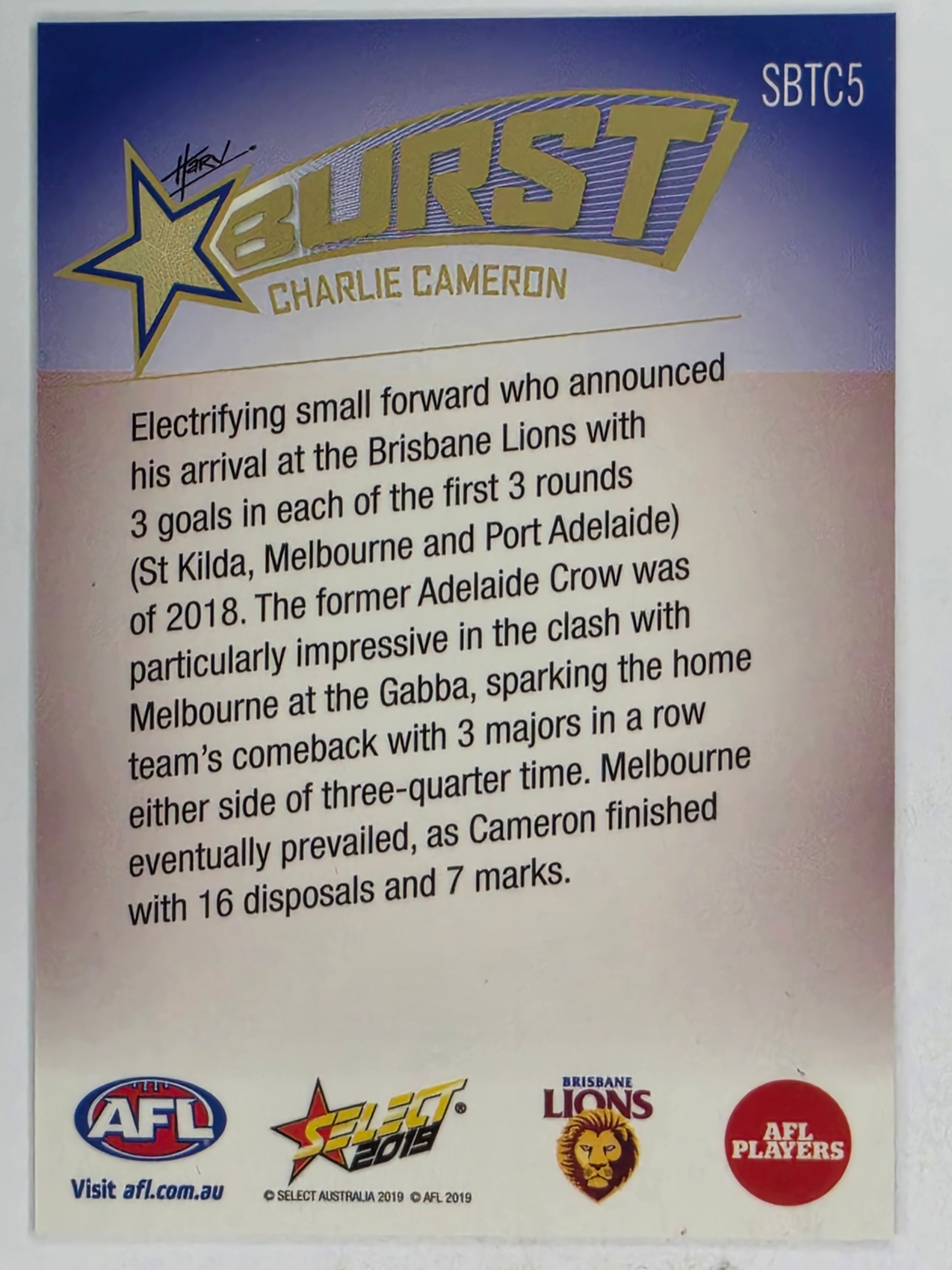 AFL 2019 Footy Stars | Starburst Caricatures Team | #SBTC5 | Charlie Cameron | Brisbane Lions