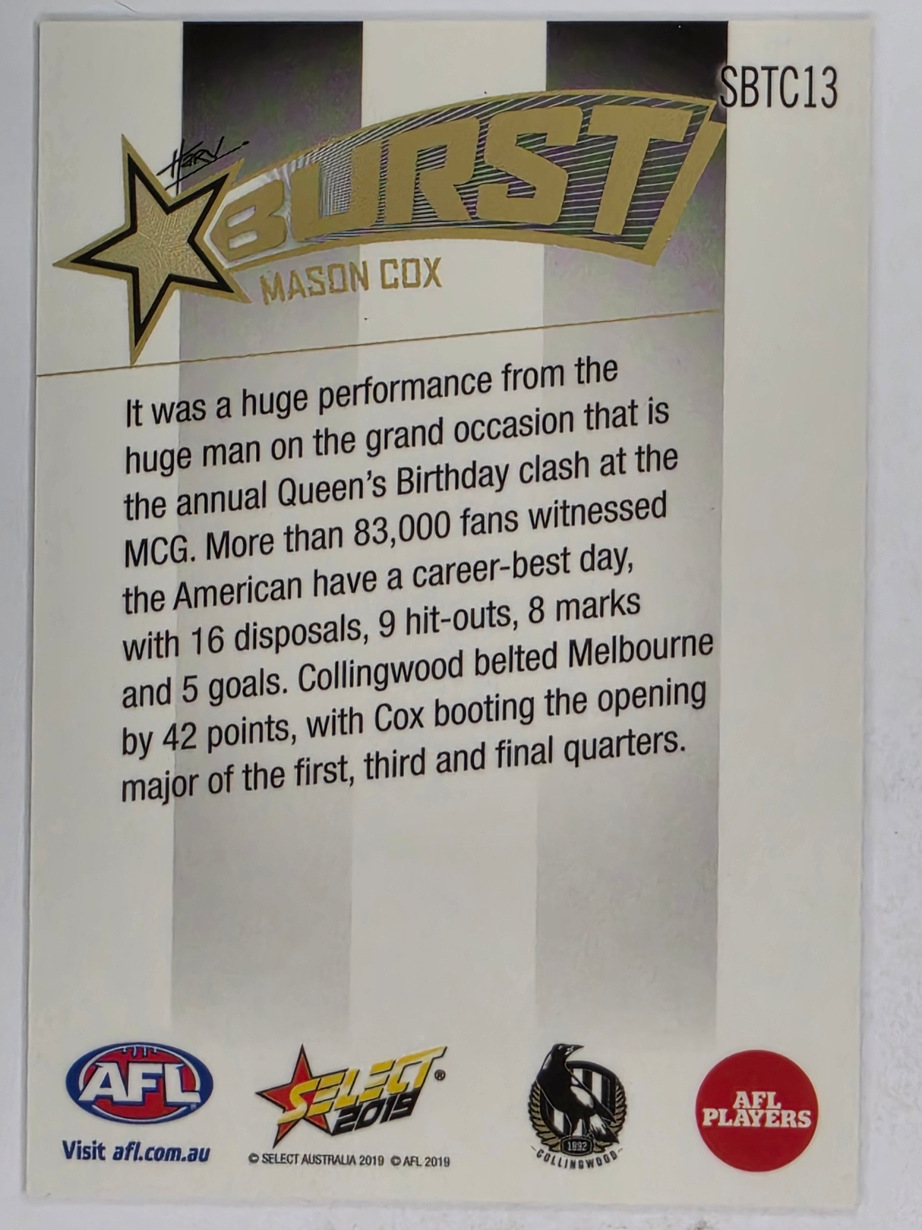 AFL 2019 Footy Stars | Starburst Caricatures Team | #SBTC13 | Mason Cox | Collingwood
