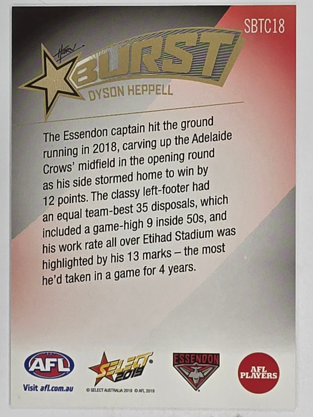 AFL 2019 Footy Stars | Starburst Caricatures Team | #SBTC18 | Dyson Heppell | Essendon