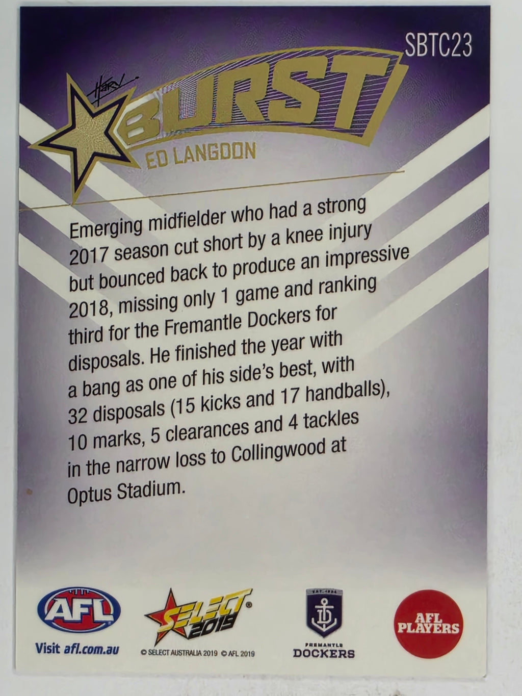 AFL 2019 Footy Stars | Starburst Caricatures Team | #SBTC23 | Ed Langdon | Fremantle Dockers