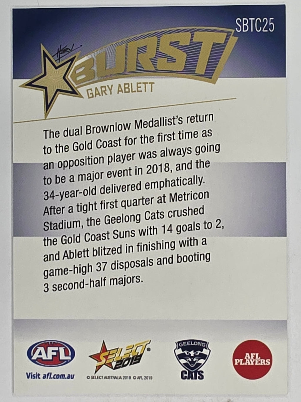 AFL 2019 Footy Stars | Starburst Caricatures Team | #SBTC25 | Gary Ablett Jr | Geelong Cats