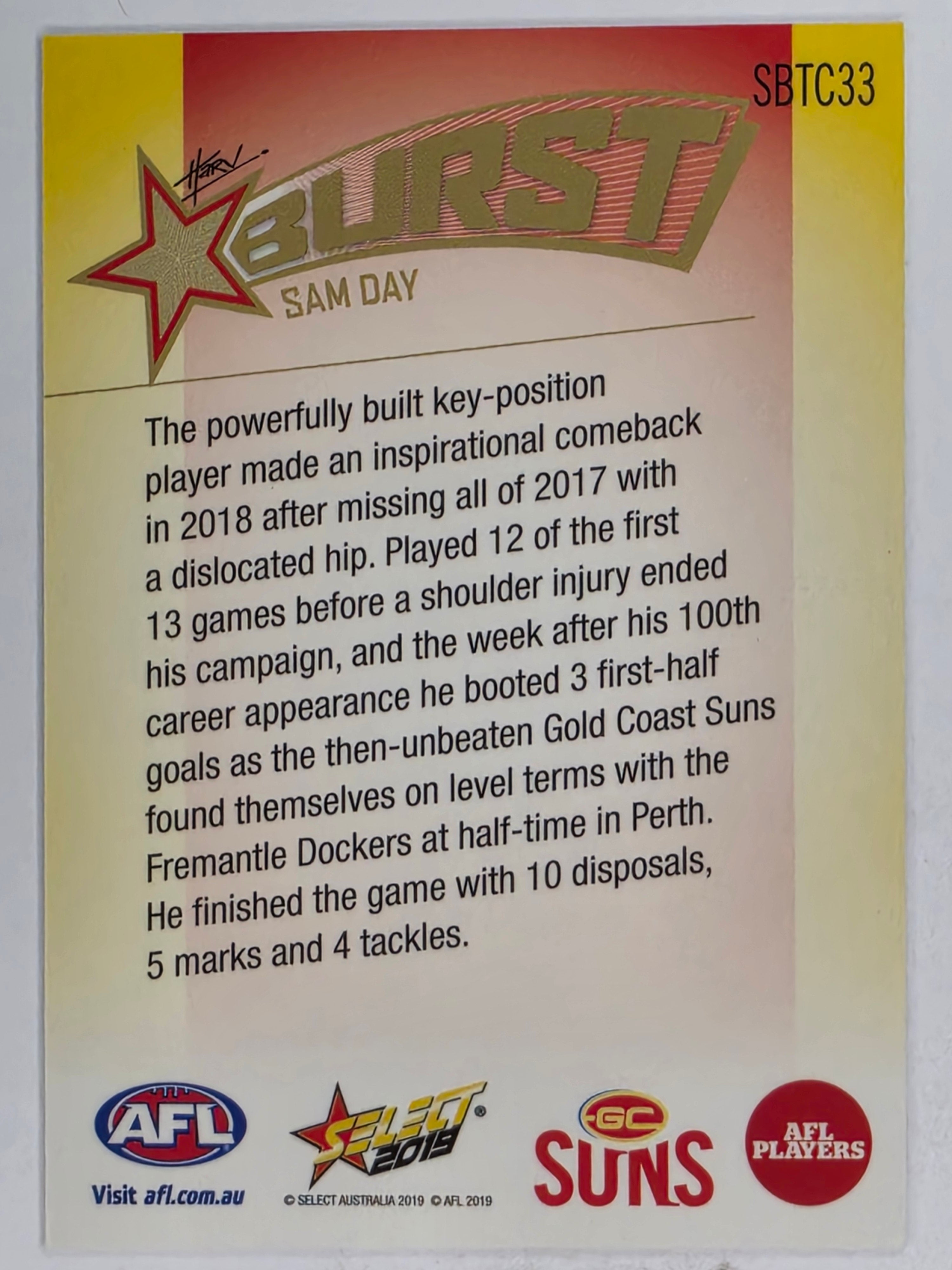 AFL 2019 Footy Stars | Starburst Caricatures Team | #SBTC33 | Sam Day | Gold Coast Suns