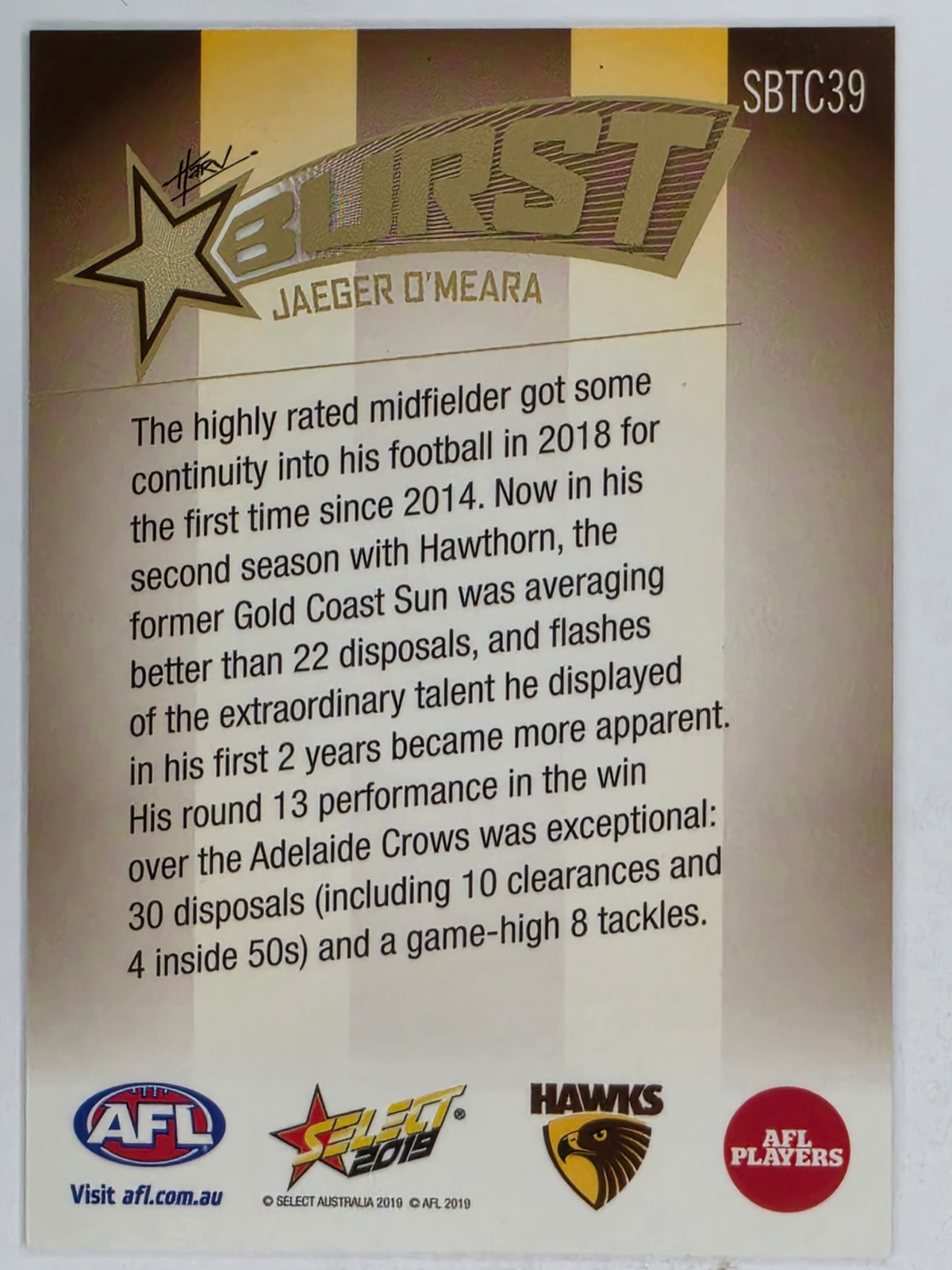 AFL 2019 Footy Stars | Starburst Caricatures Team | #SBTC39 | Jaeger O'Meara | Hawthorn