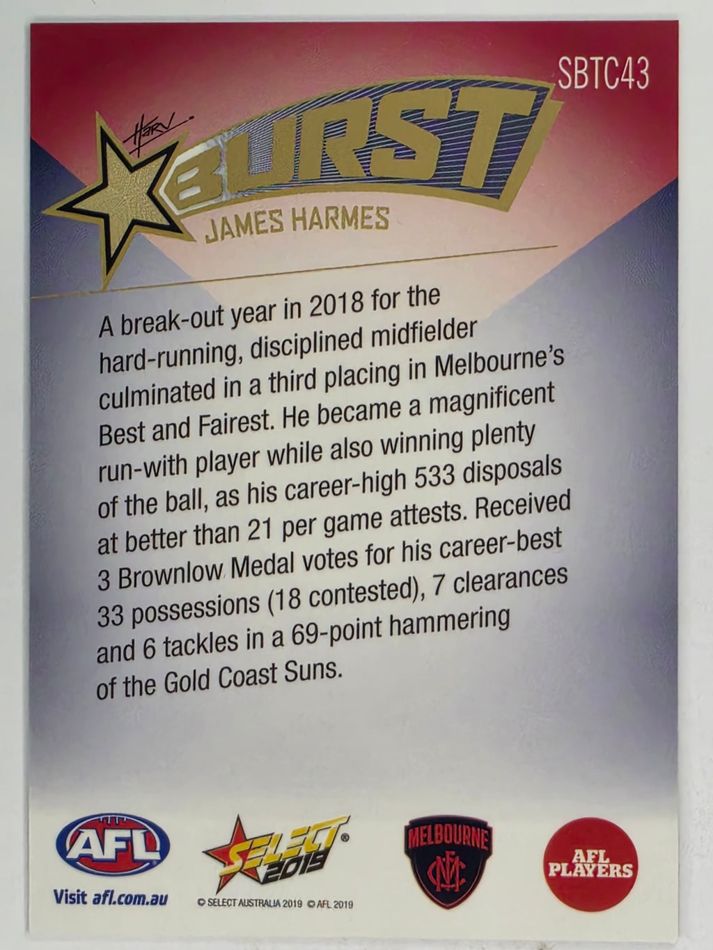 AFL 2019 Footy Stars | Starburst Caricatures Team | #SBTC43 | James Harmes | Melbourne