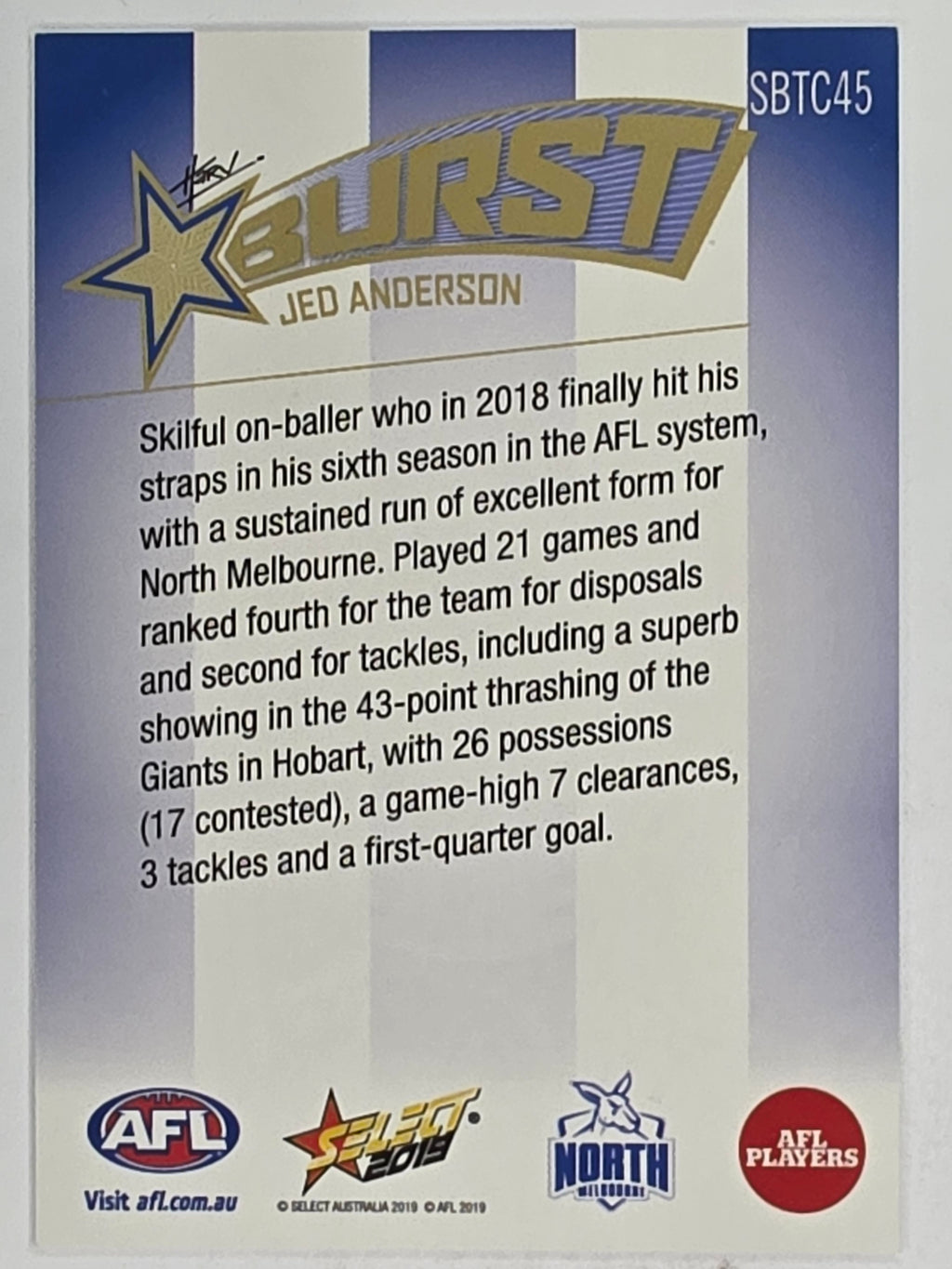 AFL 2019 Footy Stars | Starburst Caricatures Team | #SBTC45 | Jed Anderson | North Melbourne