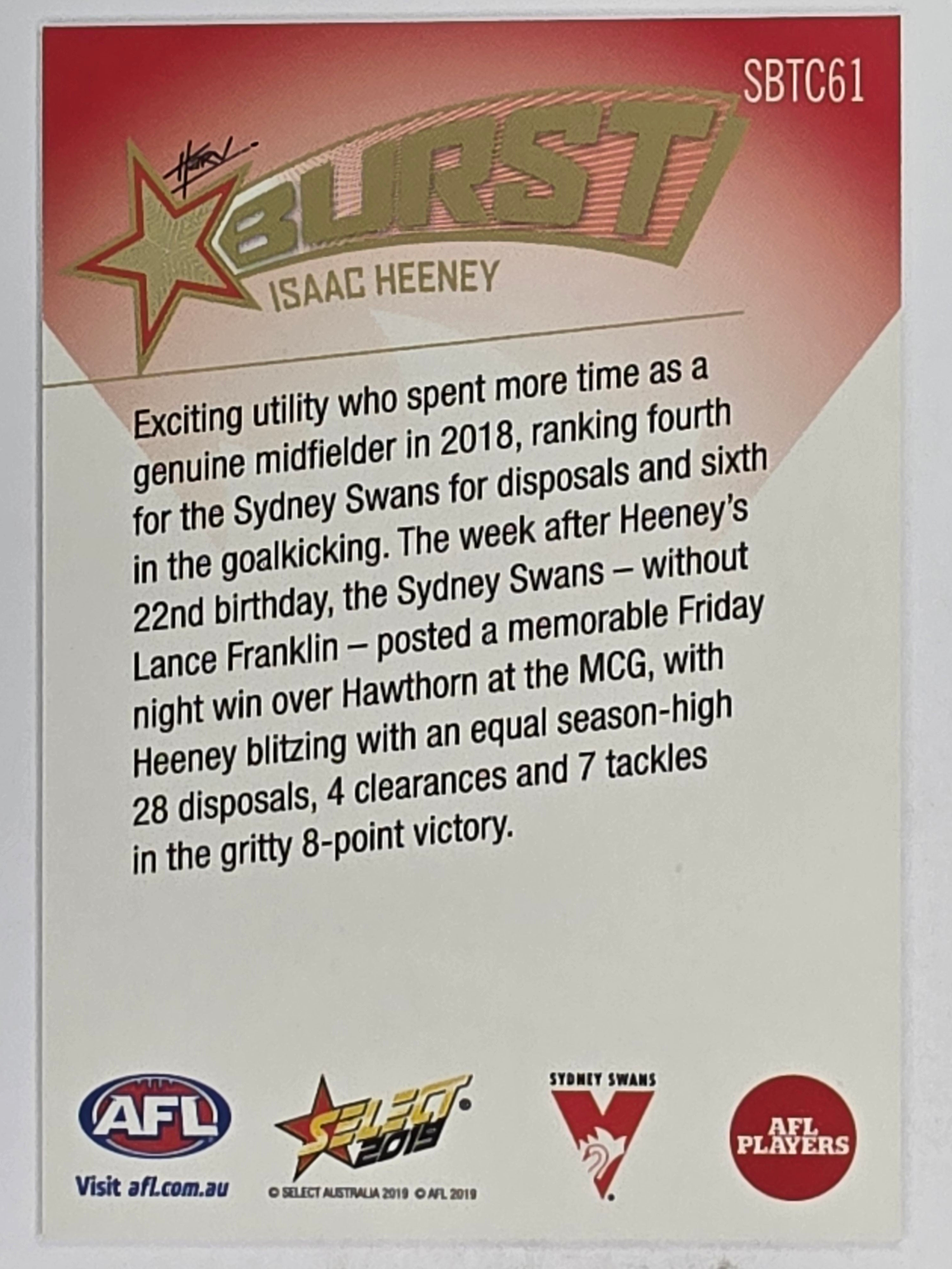 AFL 2019 Footy Stars | Starburst Caricatures Team | #SBTC61 | Isaac Heeney | Sydney Swans