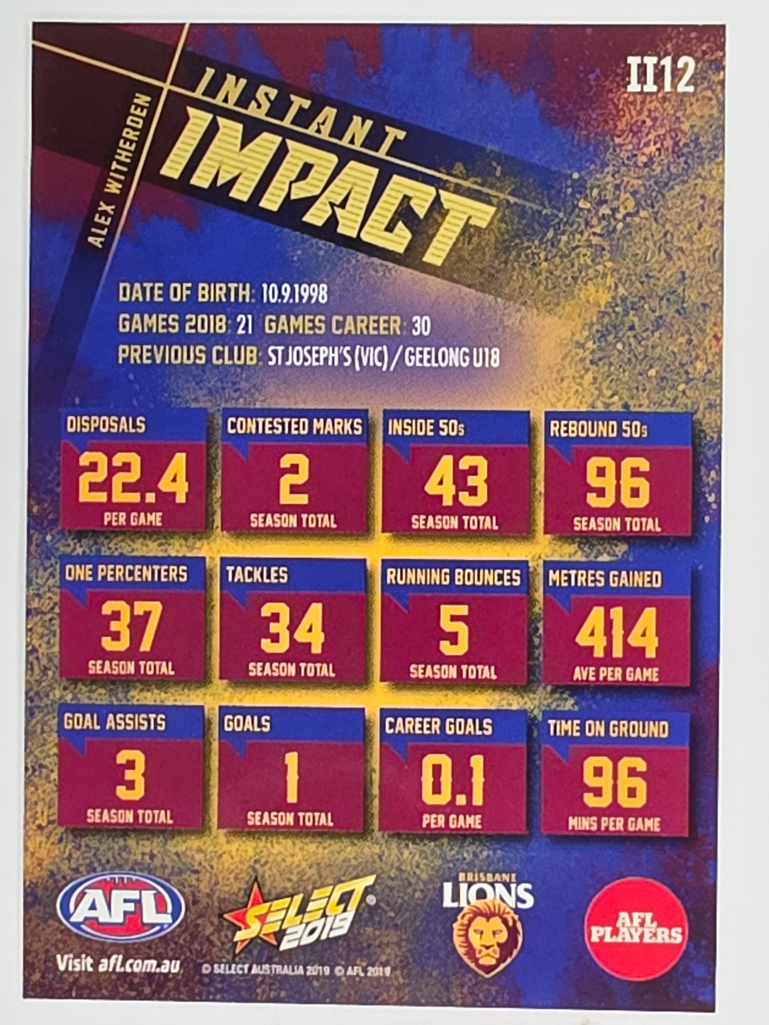 AFL 2019 Footy Stars | Instant Impact | #II12 | Alex Witherden | Brisbane Lions