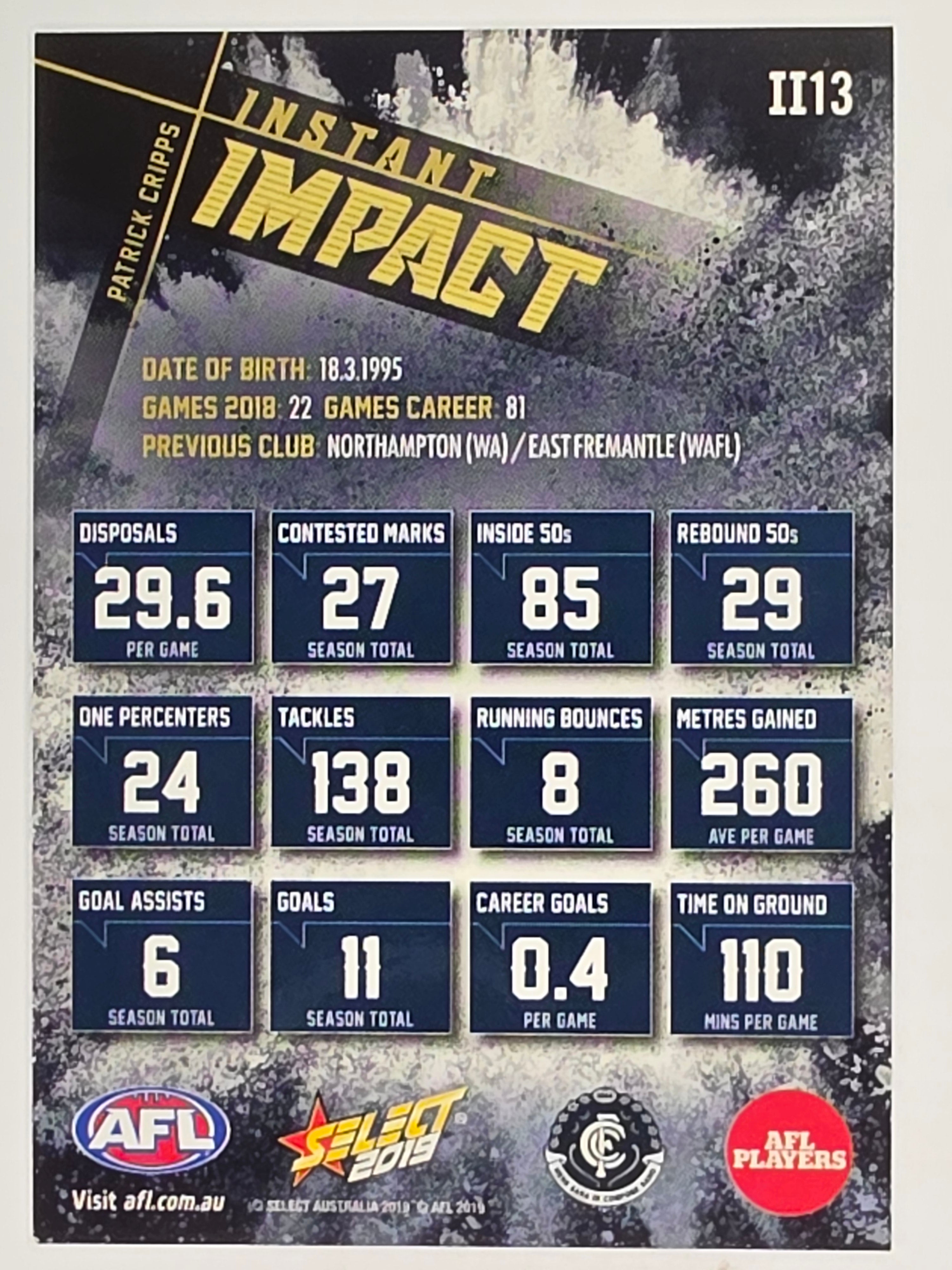 AFL 2019 Footy Stars | Instant Impact | #II13 | Patrick Cripps | Carlton