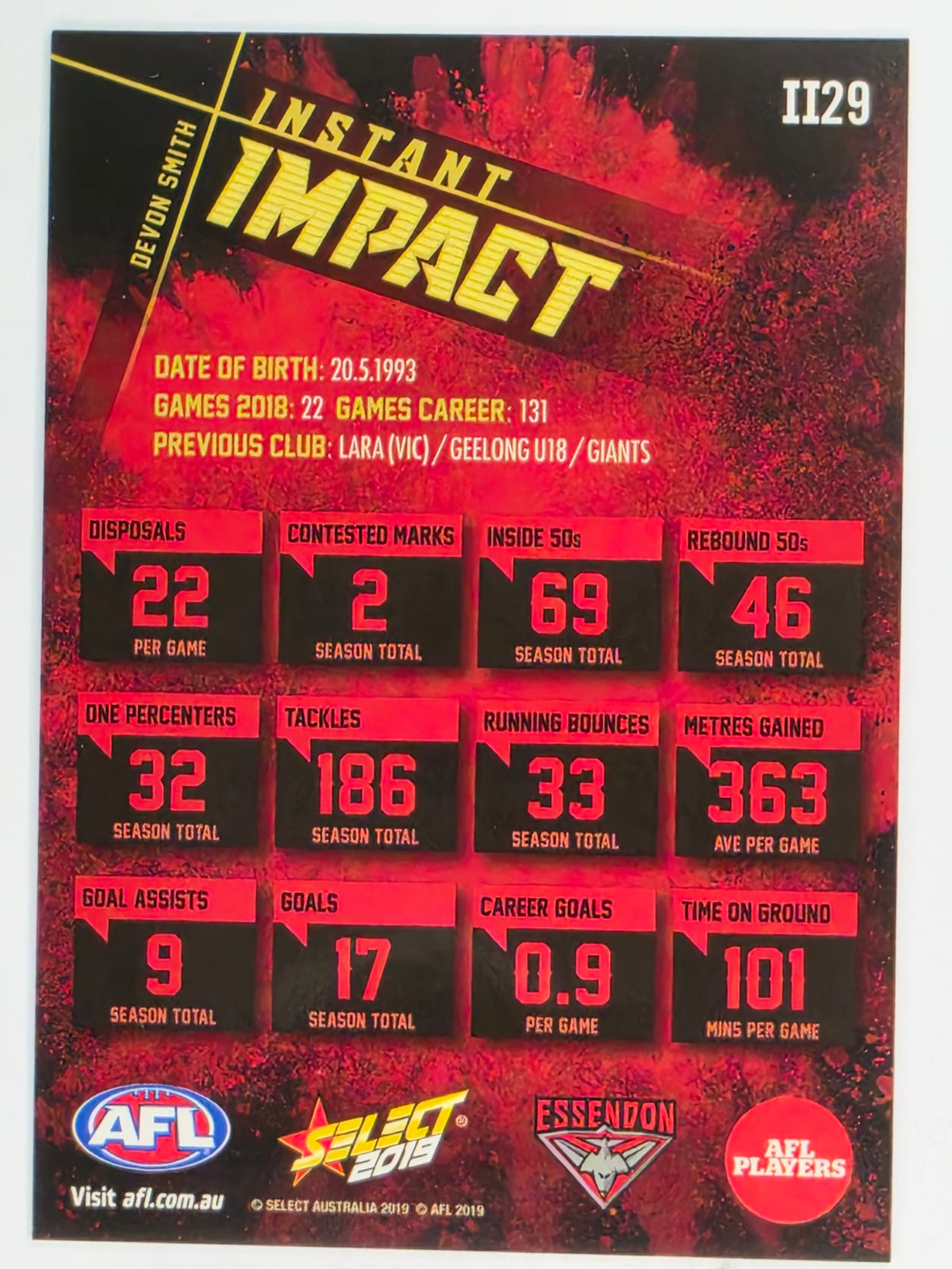 AFL 2019 Footy Stars | Instant Impact | #II29 | Devon Smith | Essendon