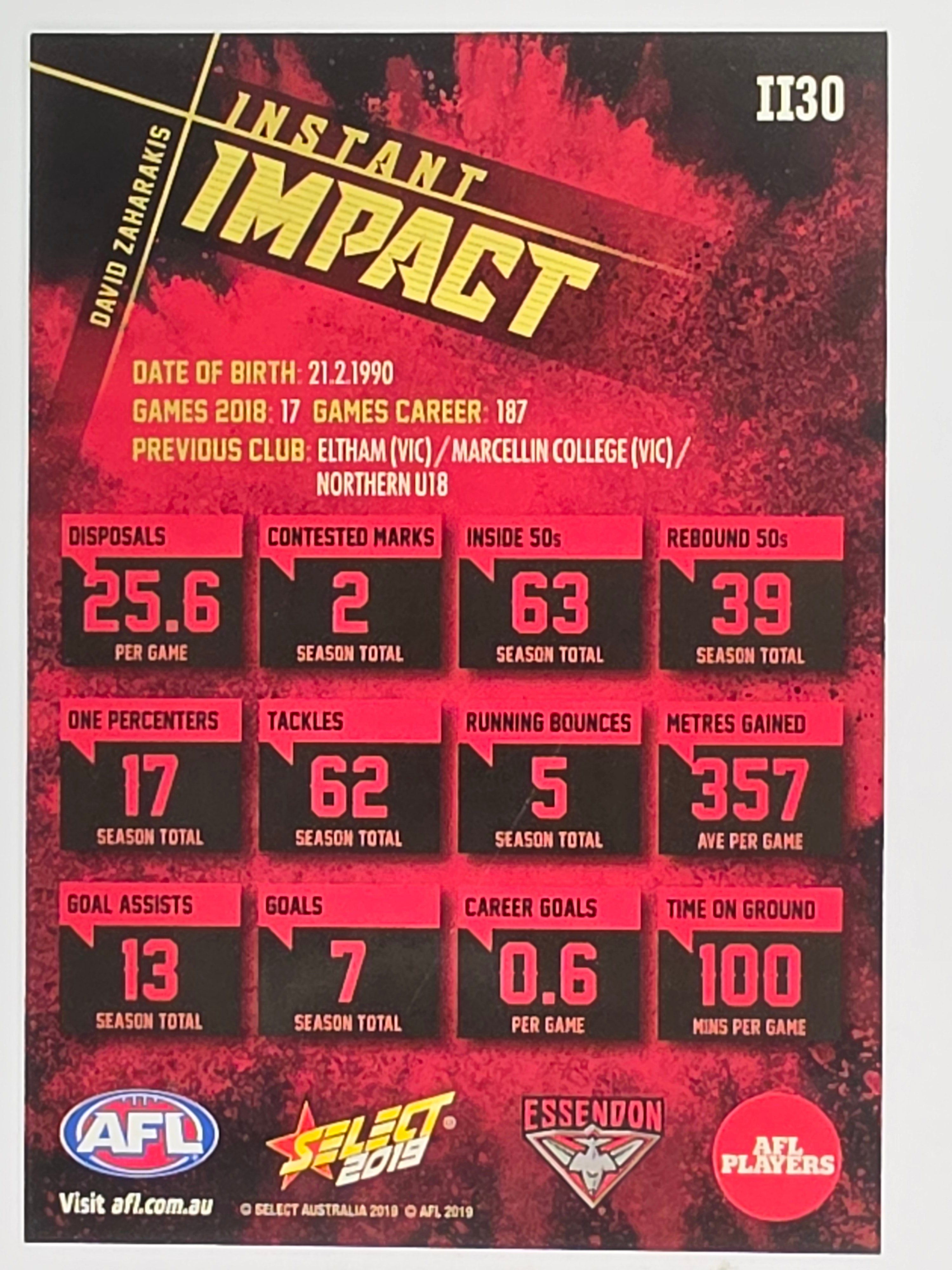 AFL 2019 Footy Stars | Instant Impact | #II30 | David Zaharakis | Essendon
