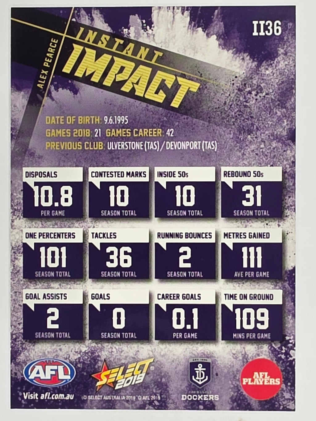 AFL 2019 Footy Stars | Instant Impact | #II36 | Alex Pearce | Fremantle Dockers