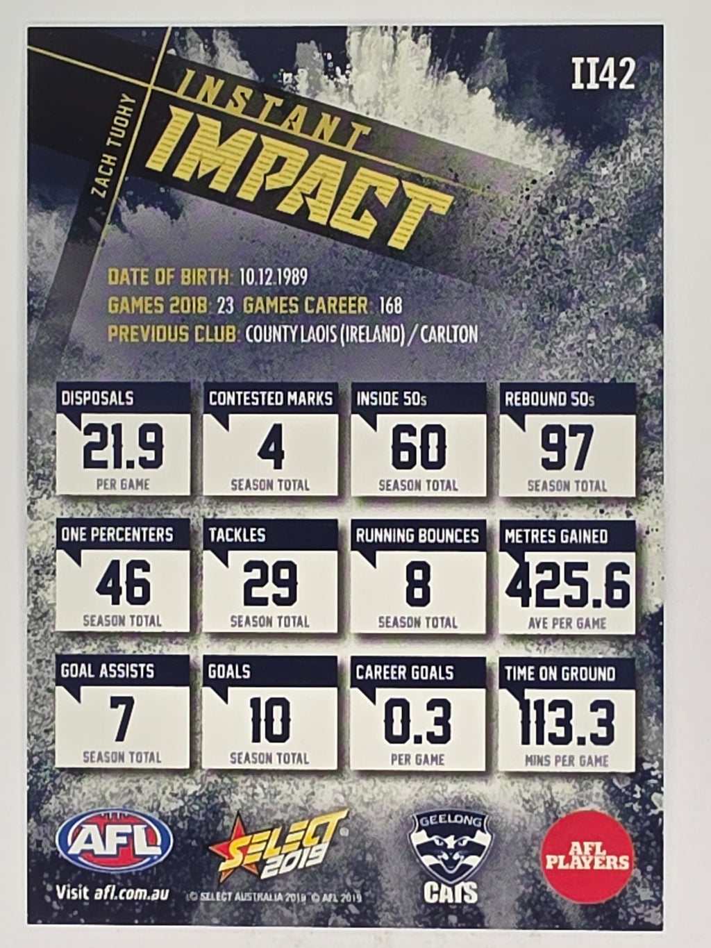 AFL 2019 Footy Stars | Instant Impact | #II42 | Zach Tuohy | Geelong Cats