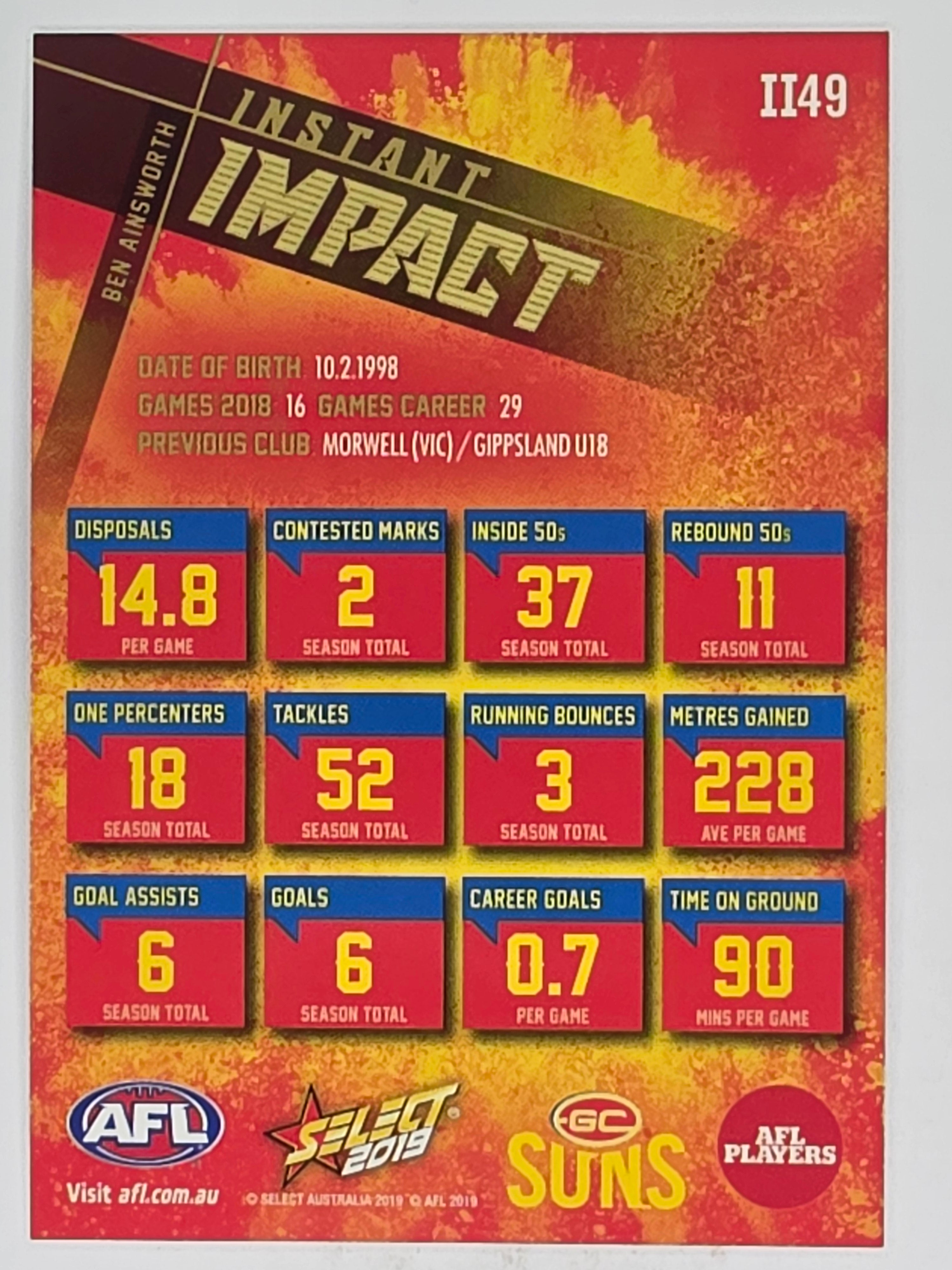 AFL 2019 Footy Stars | Instant Impact | #II49 | Ben Ainsworth | Gold Coast Suns