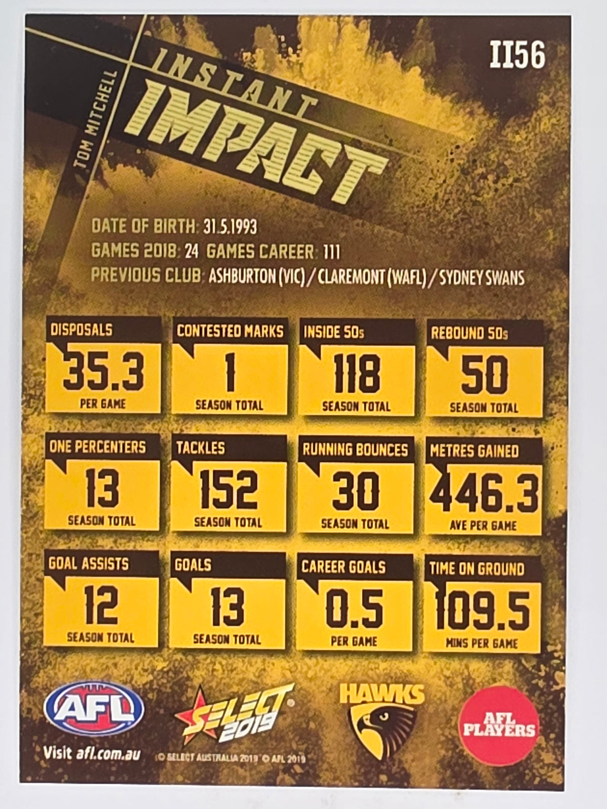 AFL 2019 Footy Stars | Instant Impact | #II56 | Tom Mitchell | Hawthorn