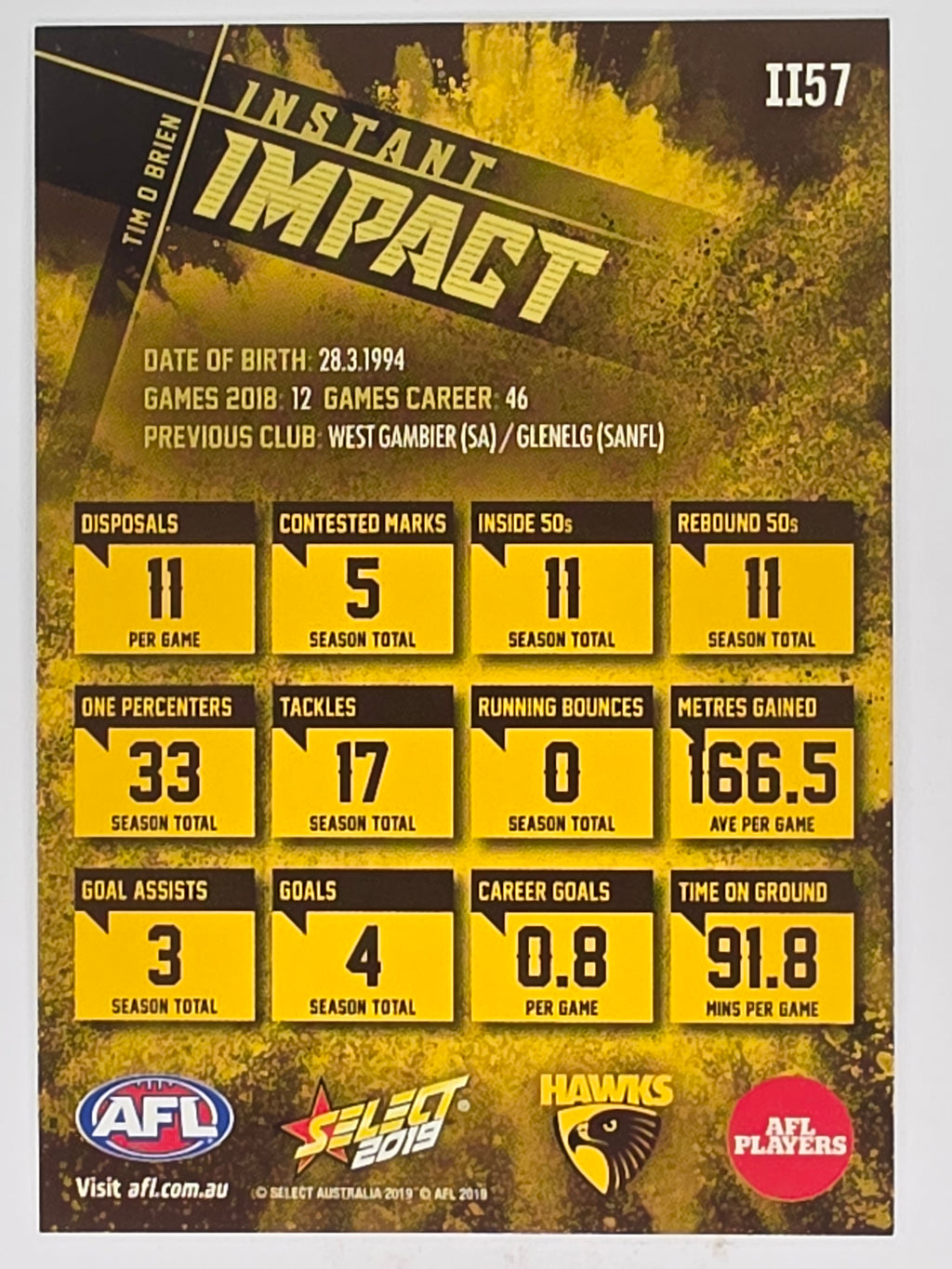 AFL 2019 Footy Stars | Instant Impact | #II57 | Tim O’Brien | Hawthorn