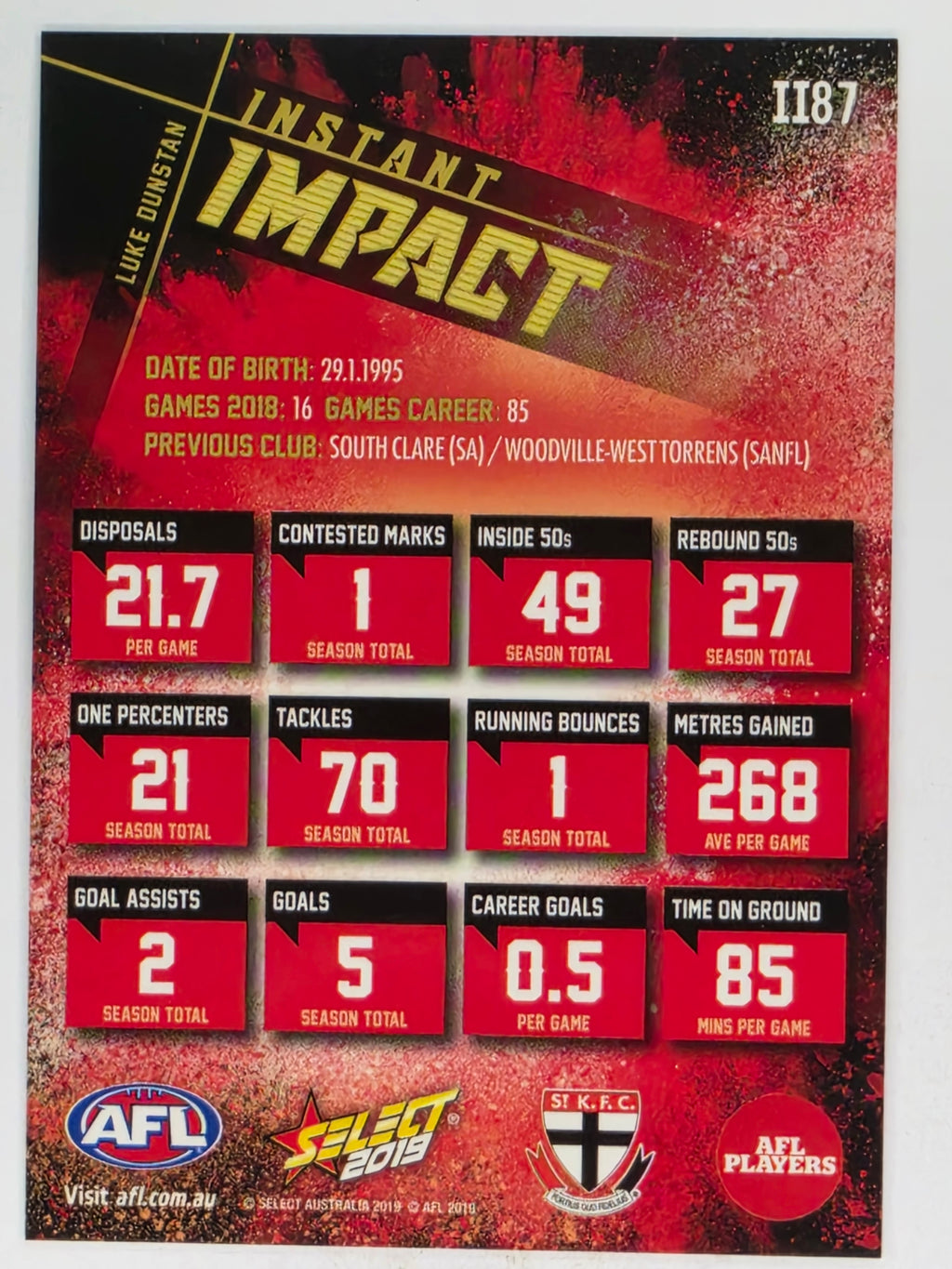 AFL 2019 Footy Stars | Instant Impact | #II87 | Luke Dunstan | St Kilda