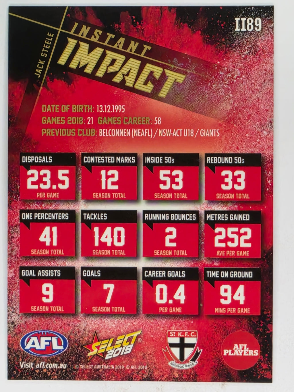 AFL 2019 Footy Stars | Instant Impact | #II89 | Jack Steele | St Kilda