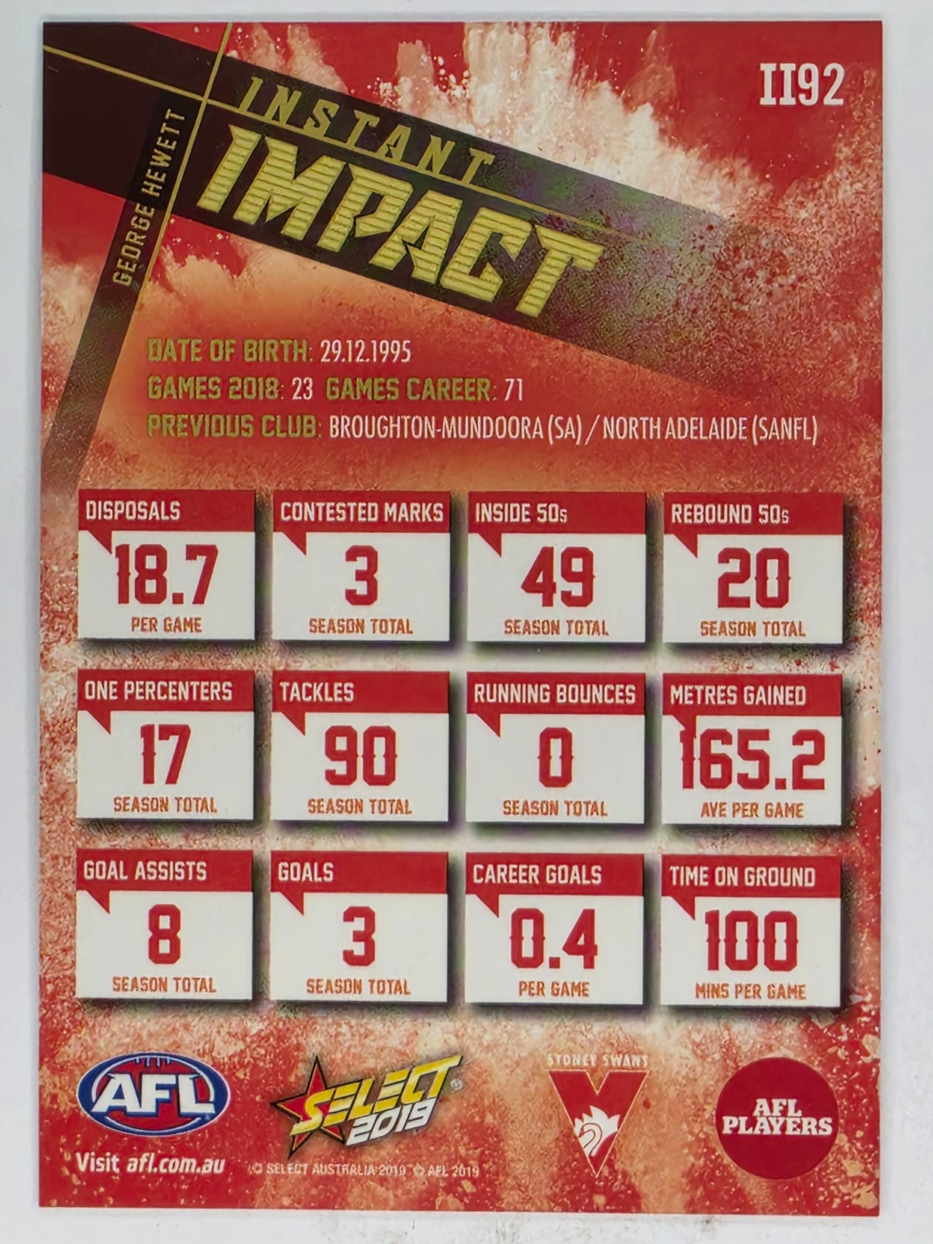 AFL 2019 Footy Stars | Instant Impact | #II92 | George Hewett | Sydney Swans