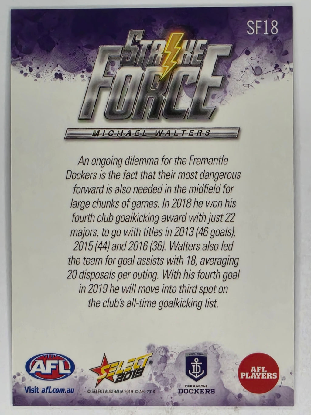 AFL 2019 Footy Stars | Strike Force | #SF18 | Michael Walters | Fremantle Dockers