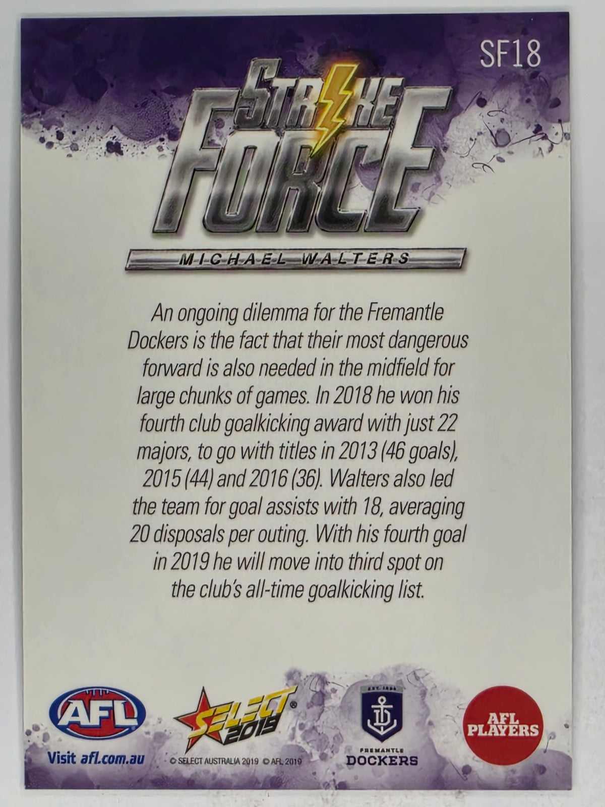 AFL 2019 Footy Stars | Strike Force | #SF18 | Michael Walters | Fremantle Dockers