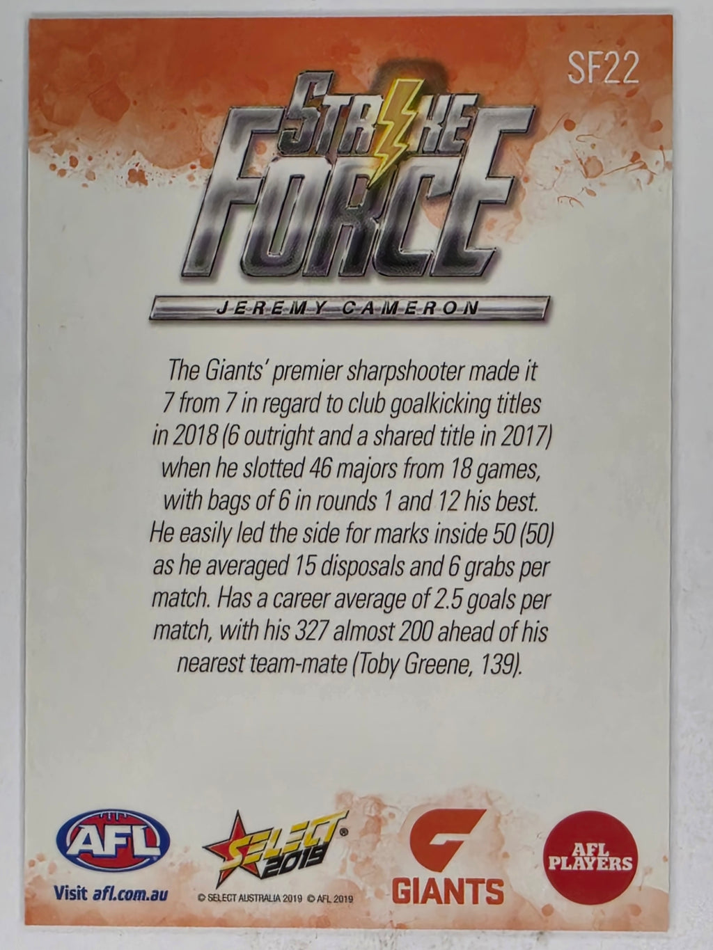 AFL 2019 Footy Stars | Strike Force | #SF22 | Jeremy Cameron | GWS Giants