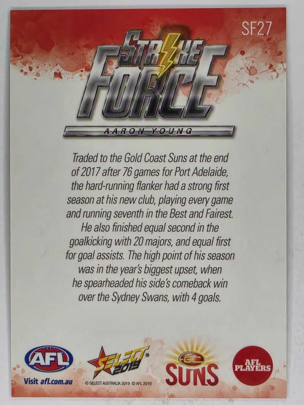 AFL 2019 Footy Stars | Strike Force | #SF27 | Aaron Young | Gold Coast Suns