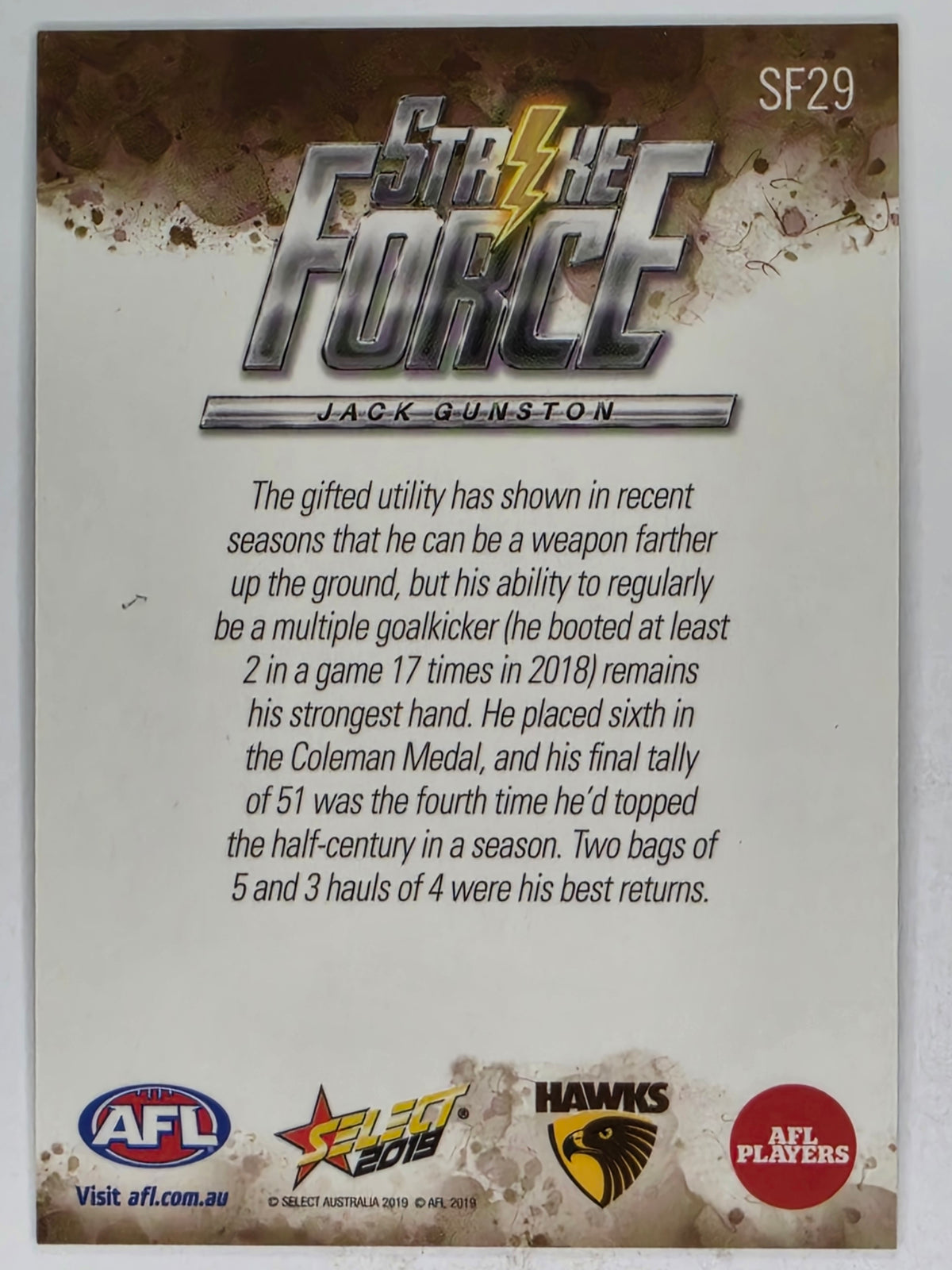 AFL 2019 Footy Stars | Strike Force | #SF29 | Jack Gunston | Hawthorn