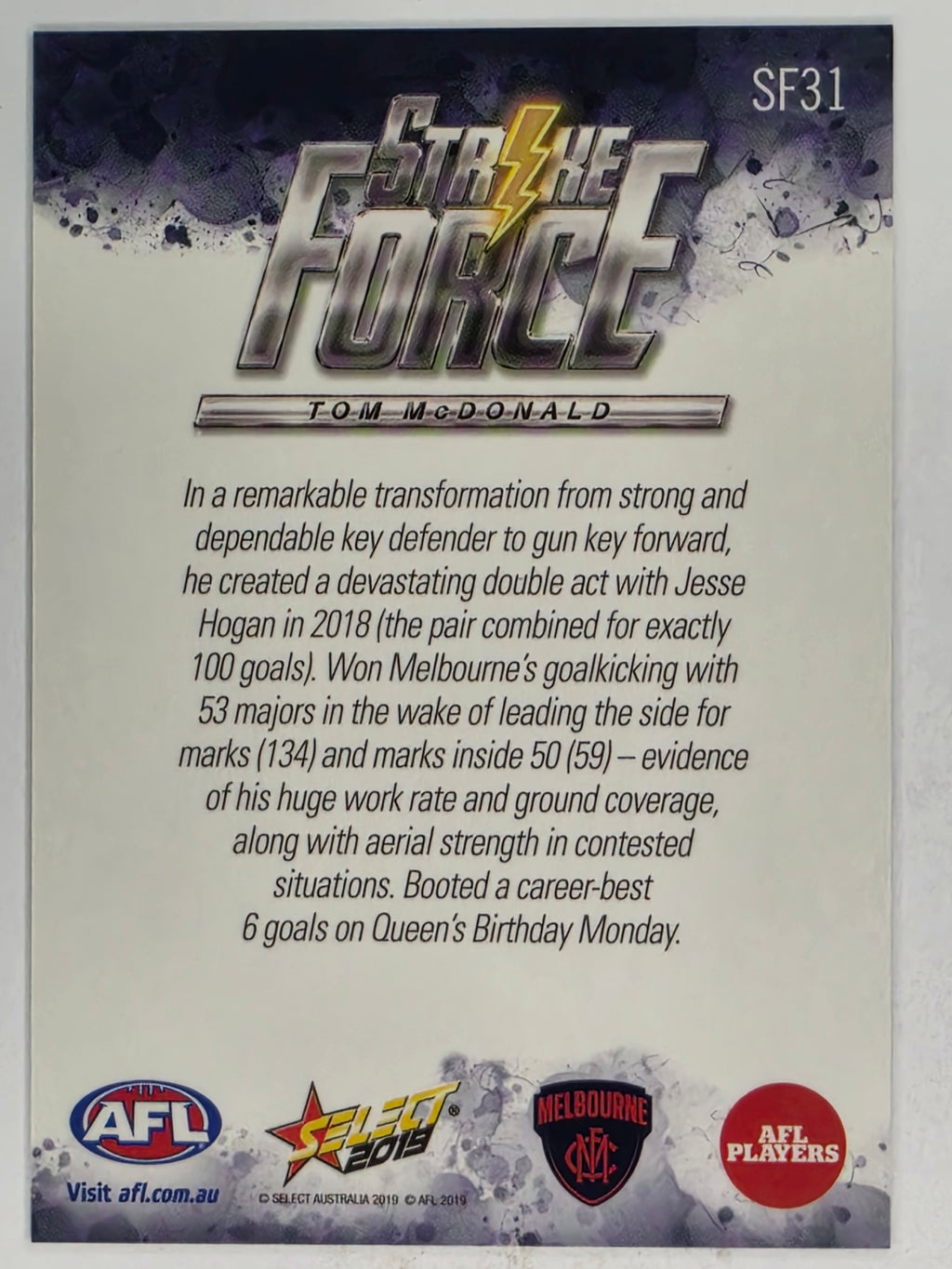 AFL 2019 Footy Stars | Strike Force | #SF31 | Tom McDonald | Melbourne