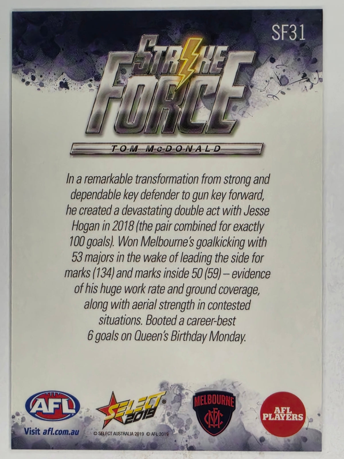AFL 2019 Footy Stars | Strike Force | #SF31 | Tom McDonald | Melbourne