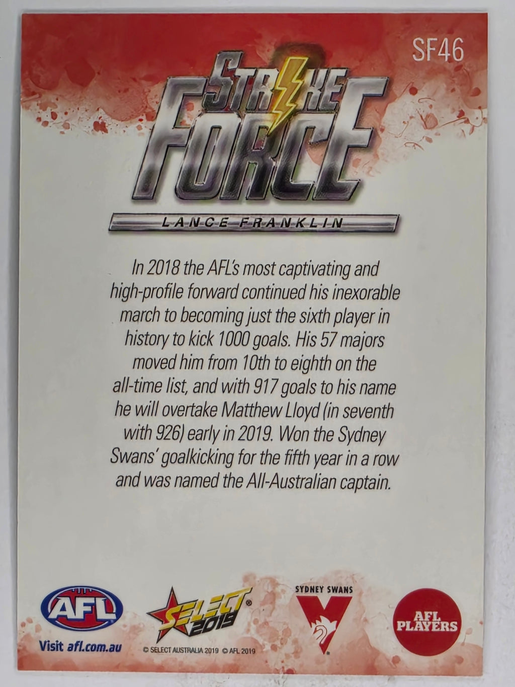AFL 2019 Footy Stars | Strike Force | #SF46 | Lance Franklin | Sydney Swans