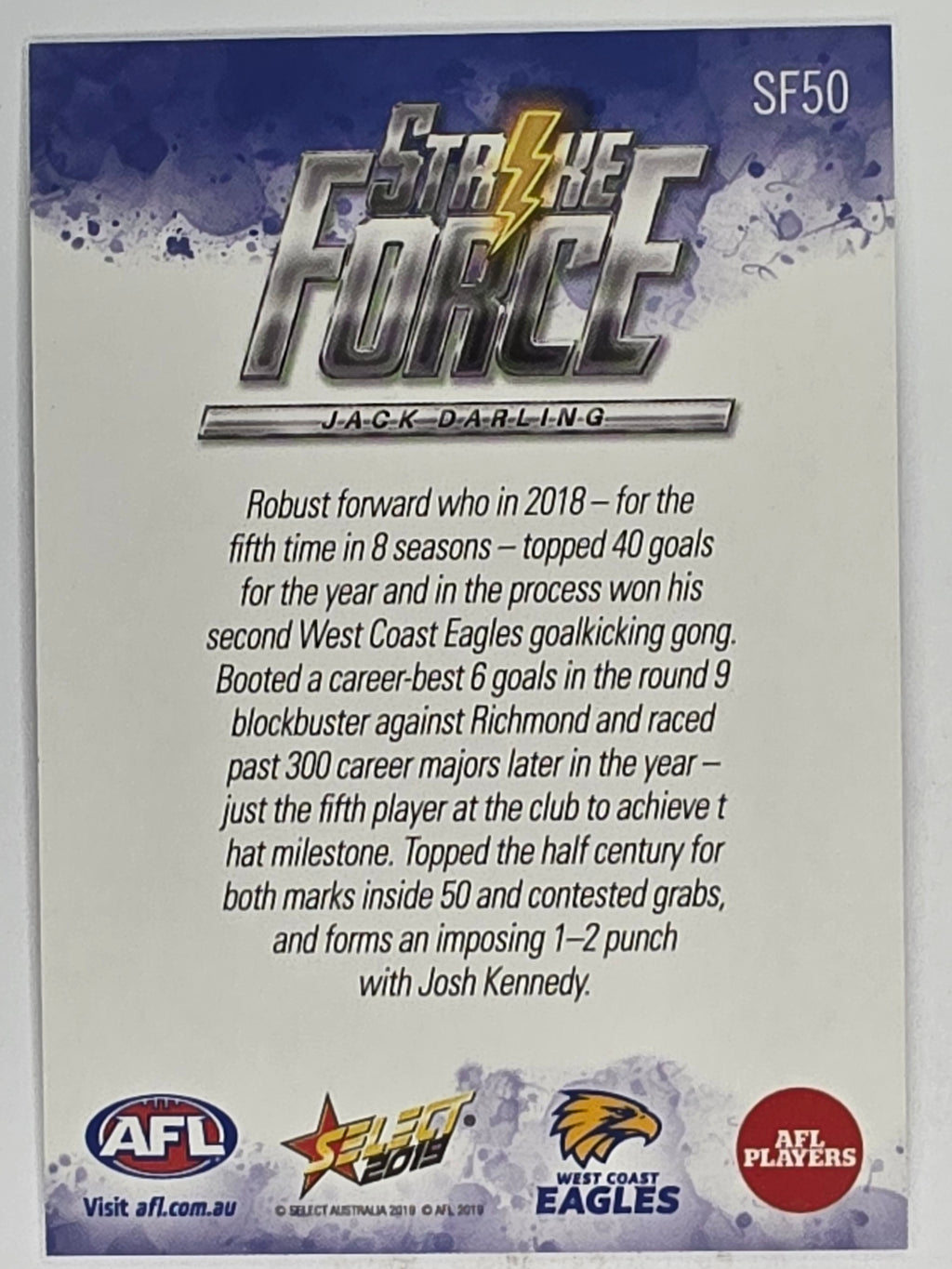 AFL 2019 Footy Stars | Strike Force | #SF50 | Jack Darling | West Coast Eagles