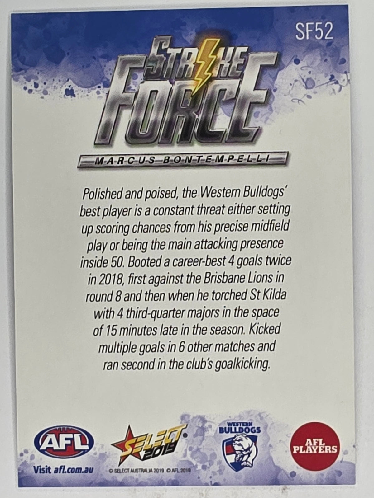 AFL 2019 Footy Stars | Strike Force | #SF52 | Marcus Bontempelli | Western Bulldogs