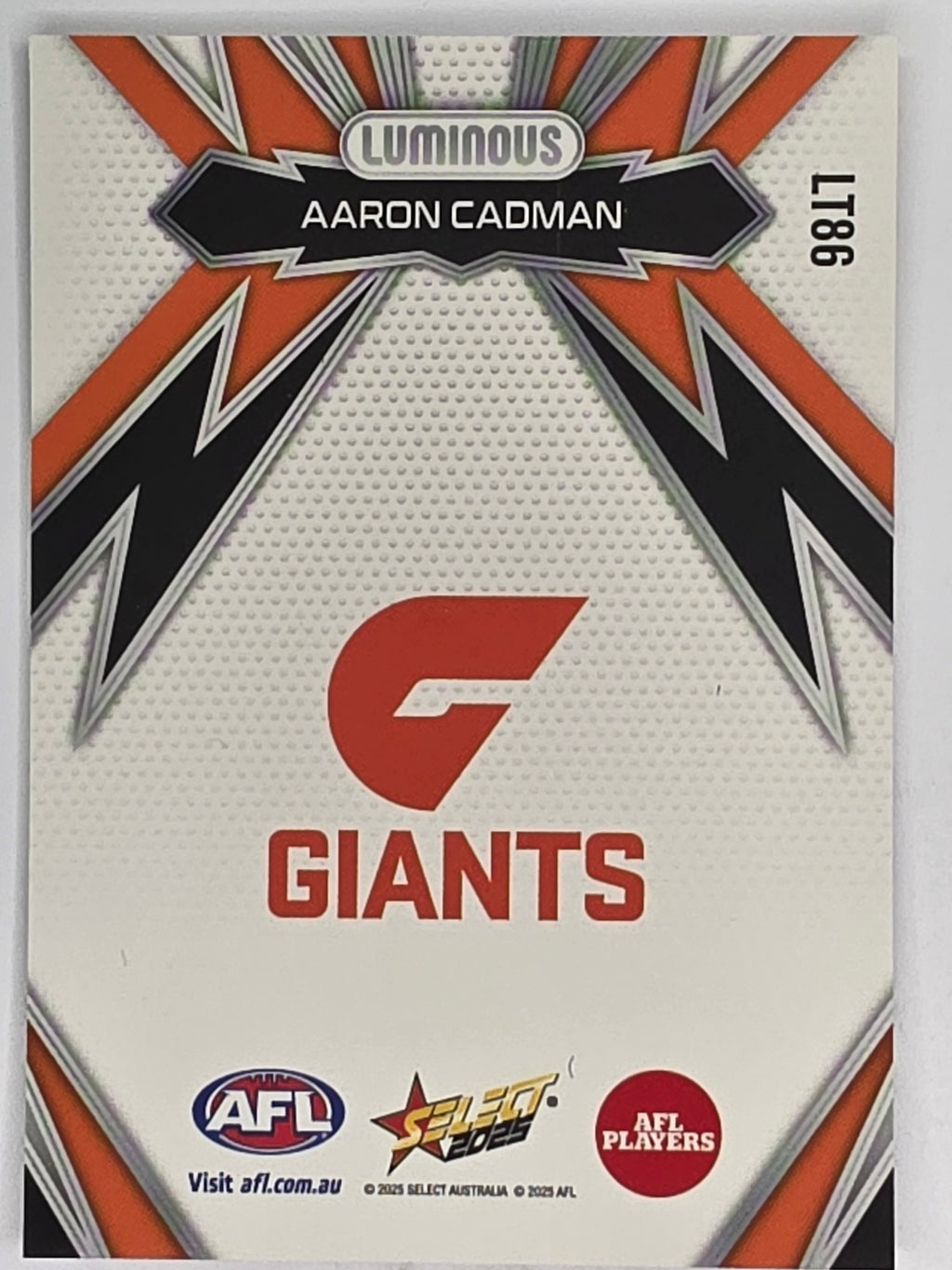 AFL Footy Stars 2025 | Luminous Thunderbolt | #LT86 | A. Cadman | GWS Giants