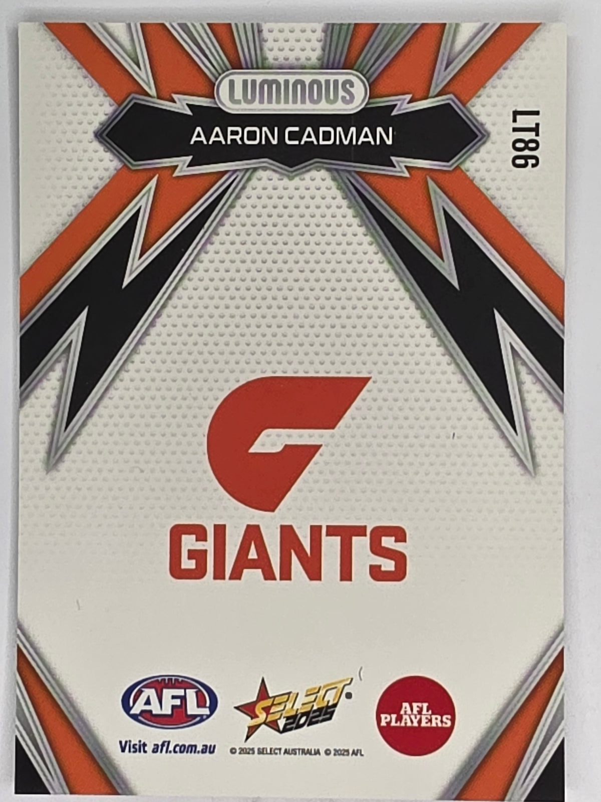 AFL Footy Stars 2025 | Luminous Thunderbolt | #LT86 | A. Cadman | GWS Giants