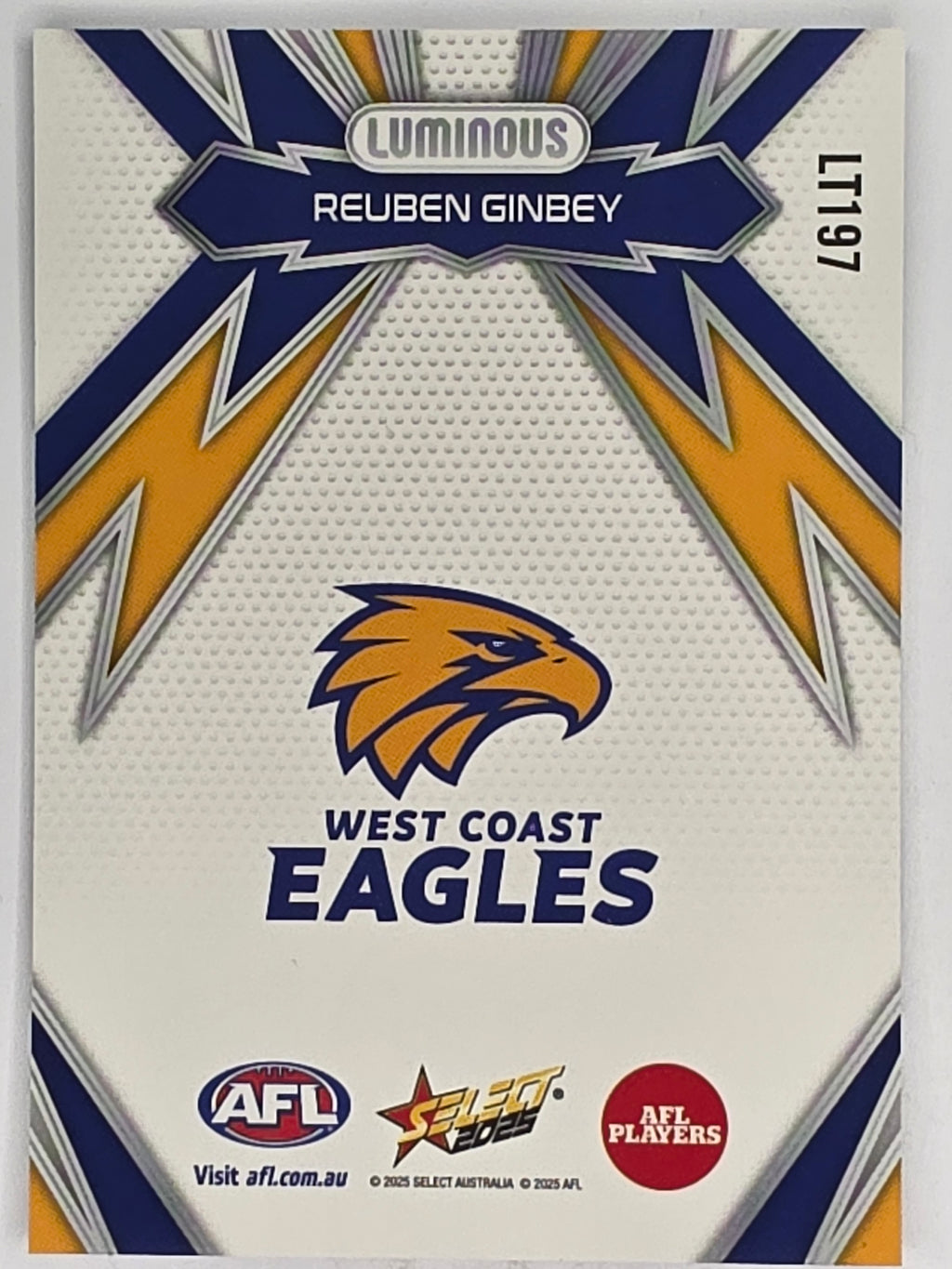AFL Footy Stars 2025 | Luminous Thunderbolt | #LT197 | R. Ginbey | West Coast Eagles